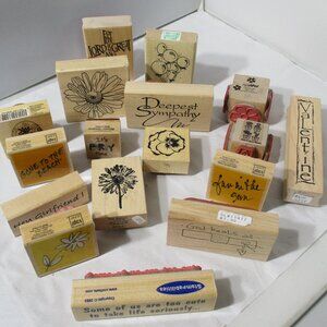 Bundle Lot of 17 Rubber Stamps Flowers Balloons Beach
